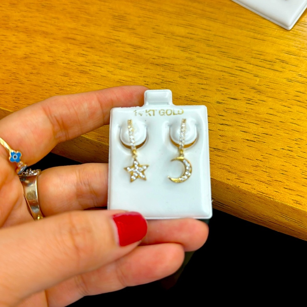 14kt moon and star earrings